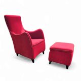 Senta armchair / hocker / ottoman by Gerard van den Berg for Wittmann / red velvet upholstery / marked - Stunning condition