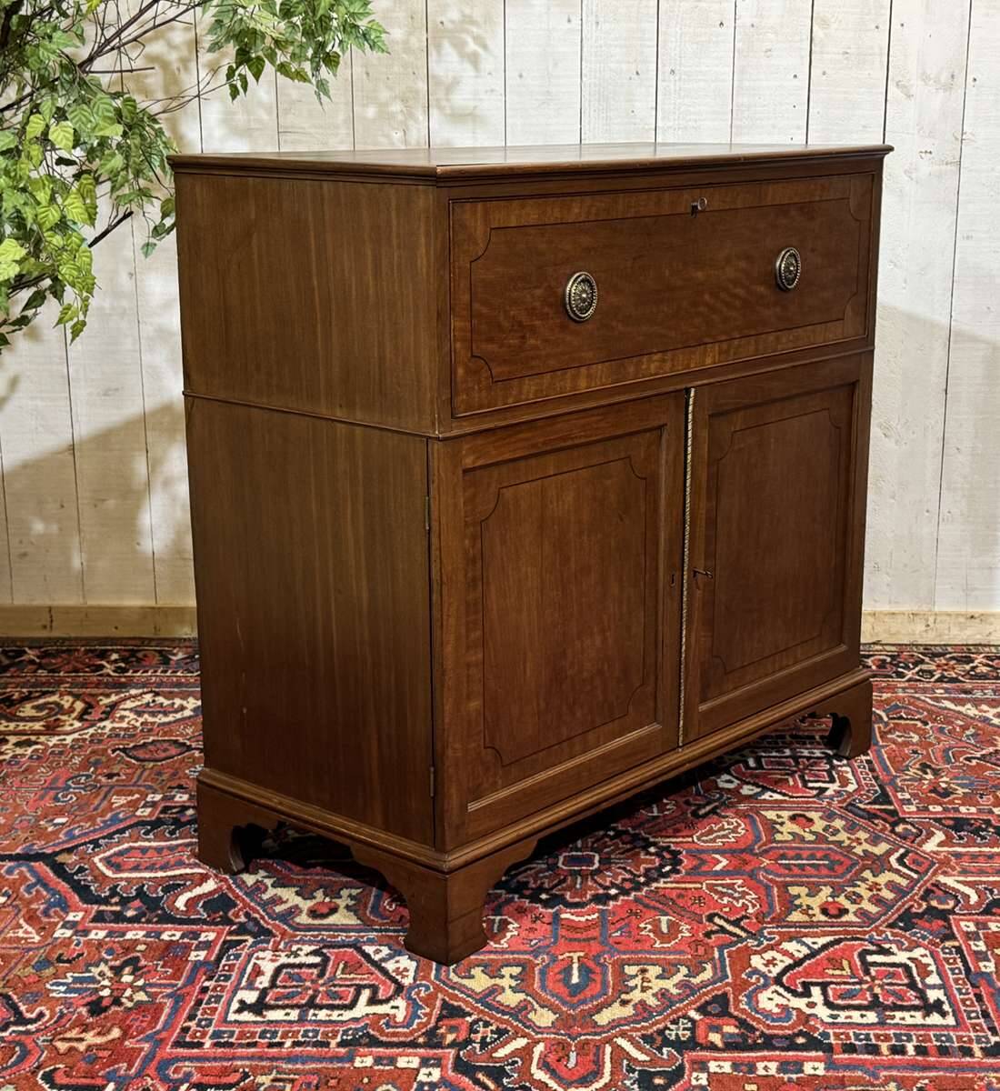 Commode secrétaire anglaise 19ème en acajou