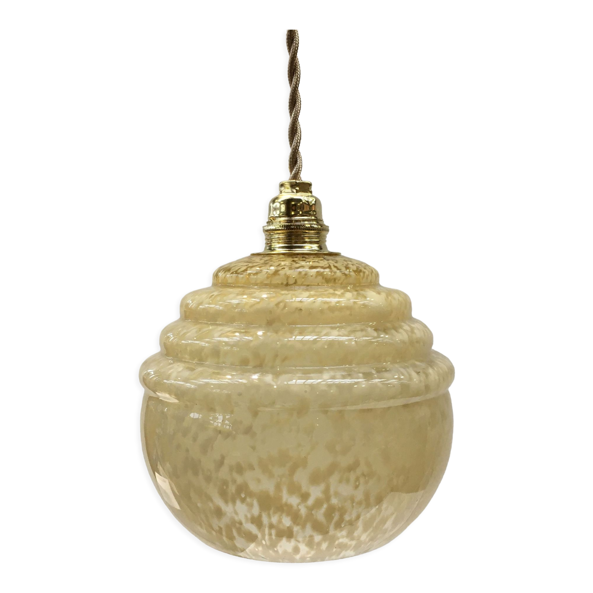 Art deco pendant lamp in yellow Clichy glass