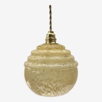 Art deco pendant lamp in yellow Clichy glass