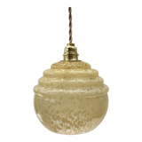 Art deco pendant lamp in yellow Clichy glass