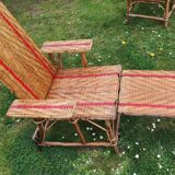 Chaise longue rotin osier