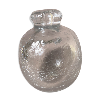 Vase boule en verre craquelé