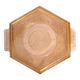 Art Deco hexagonal plate in pressed rose-orange glass, 27cm