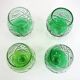 4 green cut crystal liqueur glasses - made in Germany - vintage 60s