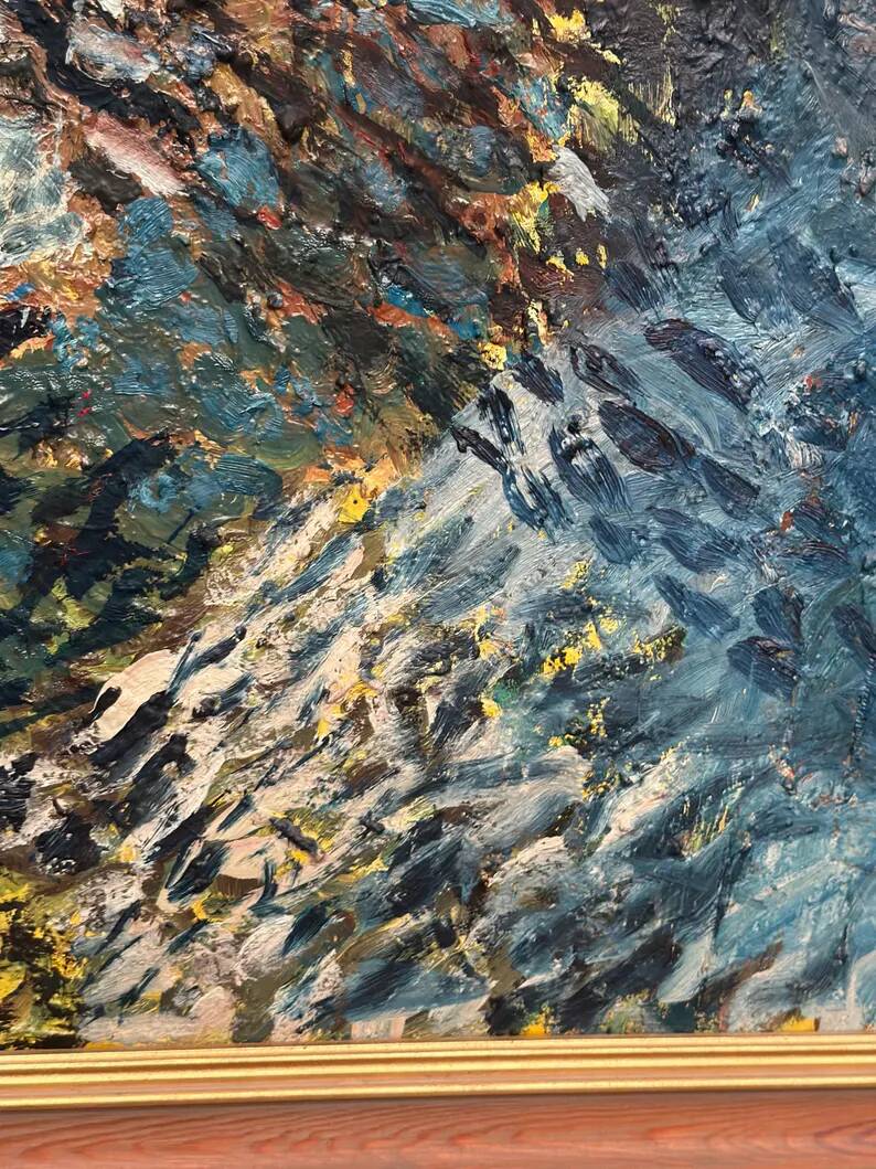 Grande huile sur toile suédoise originale – « Composition » par Valter Gibson