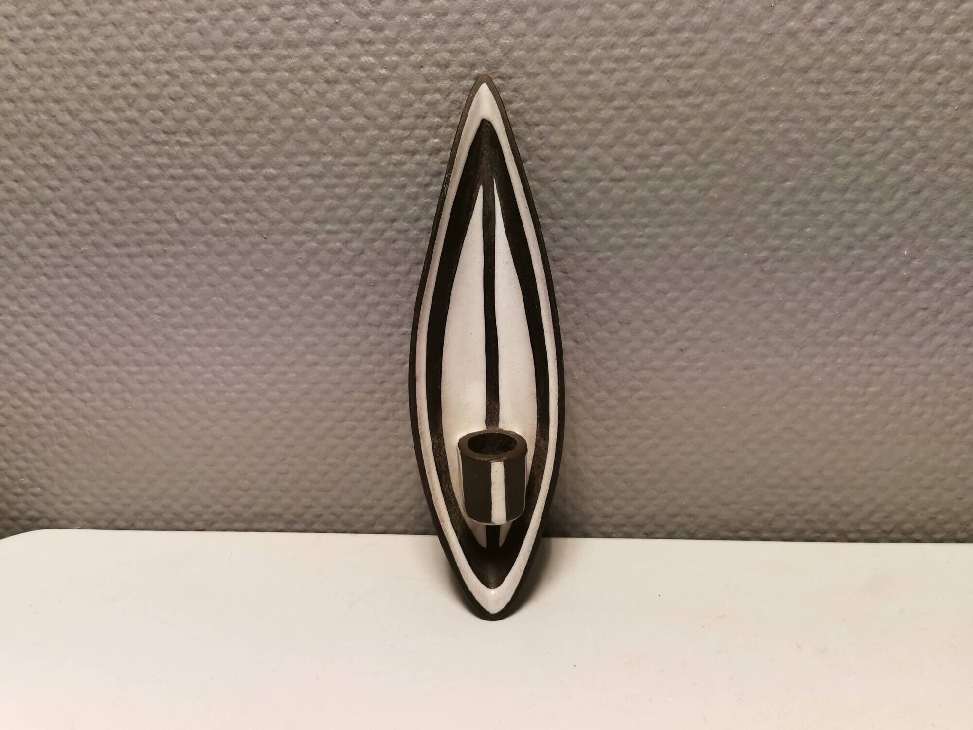 Wall-hung candle holder in the black series, made by Michael Andersen Bornholm Denmark 1960s