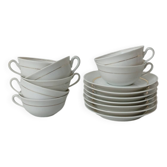 Set of 7 Limoges porcelain cups and saucers