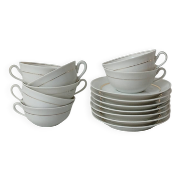 Set of 7 Limoges porcelain cups and saucers