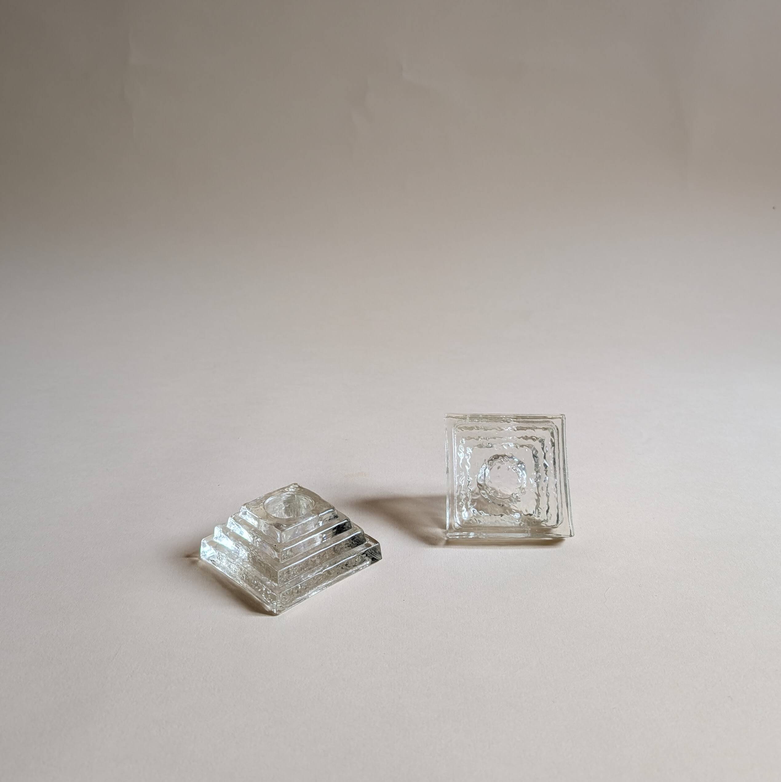 Pair of glass candlesticks