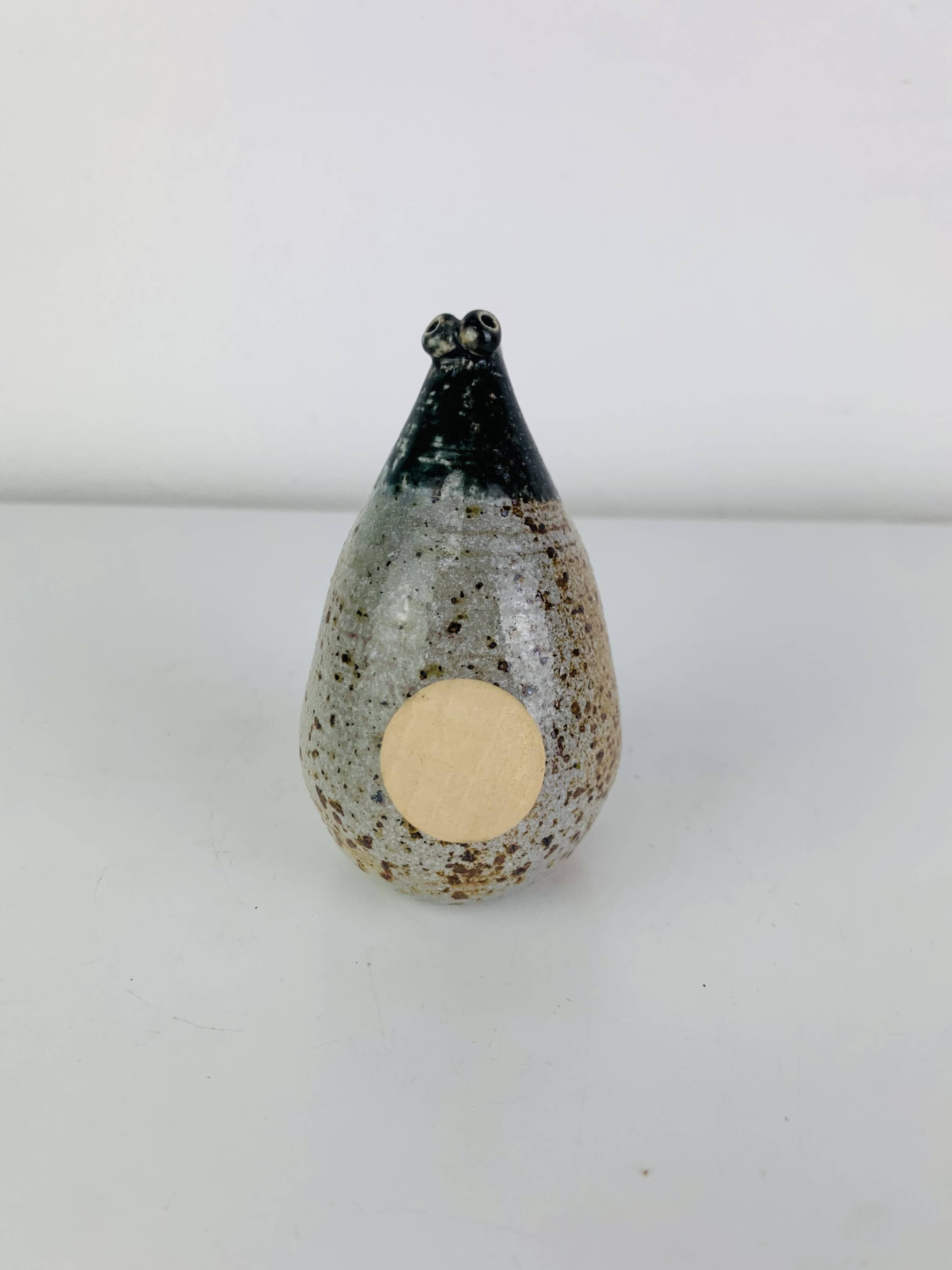 Salière zoomorphe en grès, oiseau, vintage