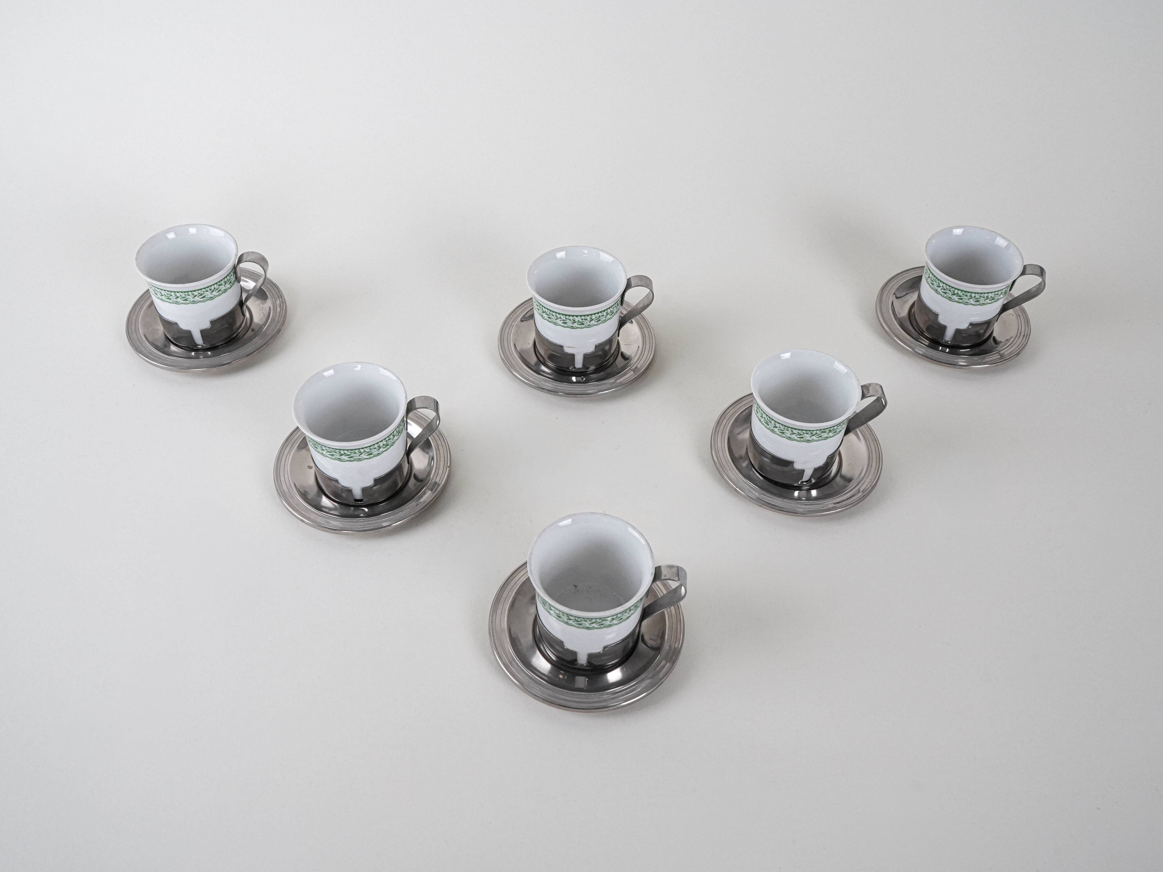 Set of espresso cups, Italian design, 1980s, made in Italy