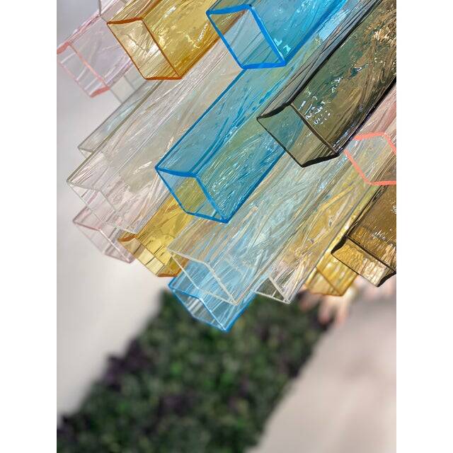 Lustre du 21e siècle en verre de Murano multicolore "quadrillé".