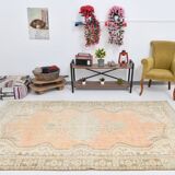 6x9 Peach Orange Antique Vintage Rug 175x293Cm SK 21471