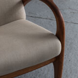 Reclining easy chair in beige wool, Denmark, 1980’s