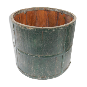Pot bois cache pot patine verte Inde
