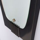 Pair of vintage ebonized wood wall mirrors, italy 1950