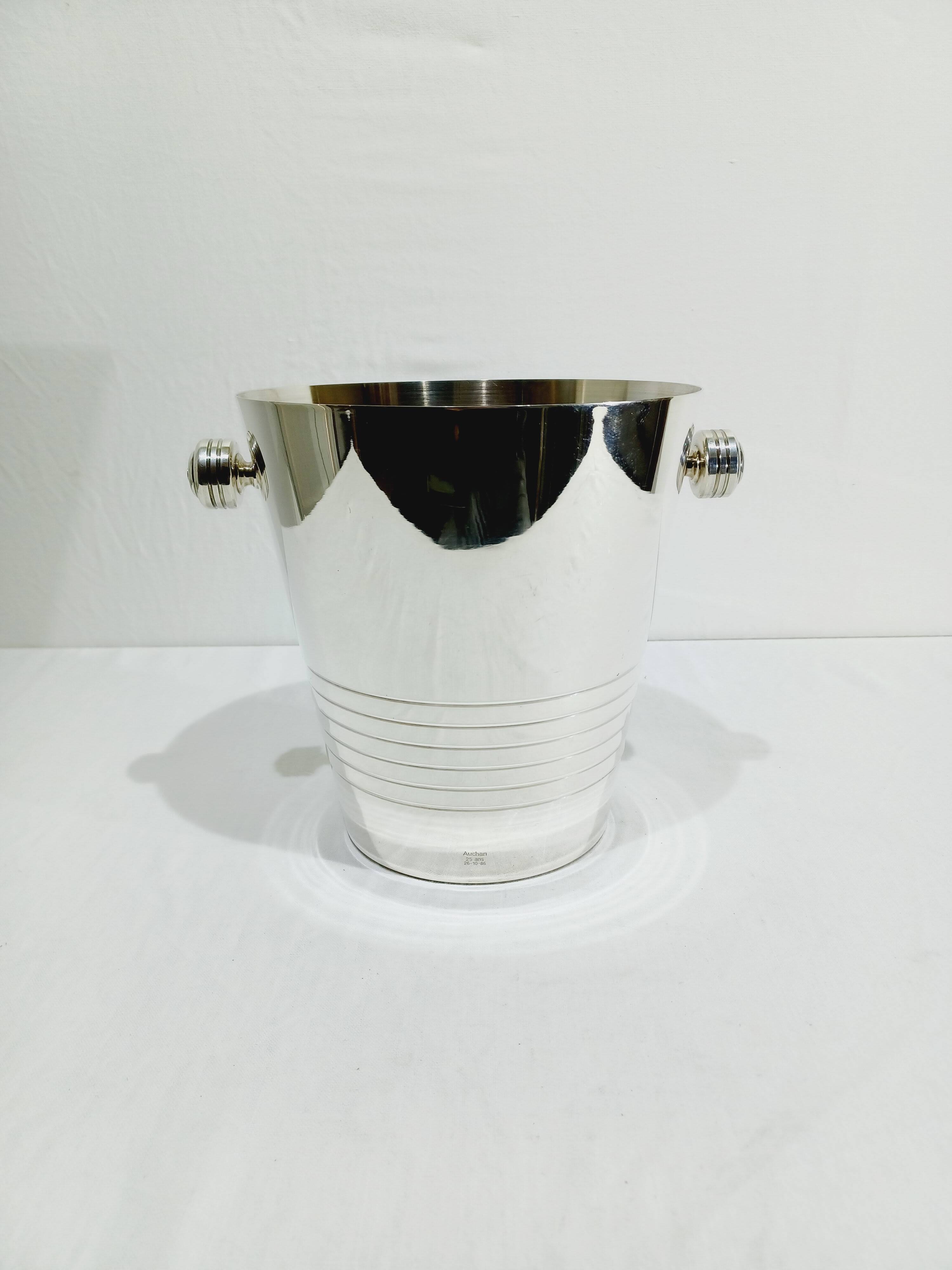 Silver-plated champagne bucket engraved with Auchan 25 years