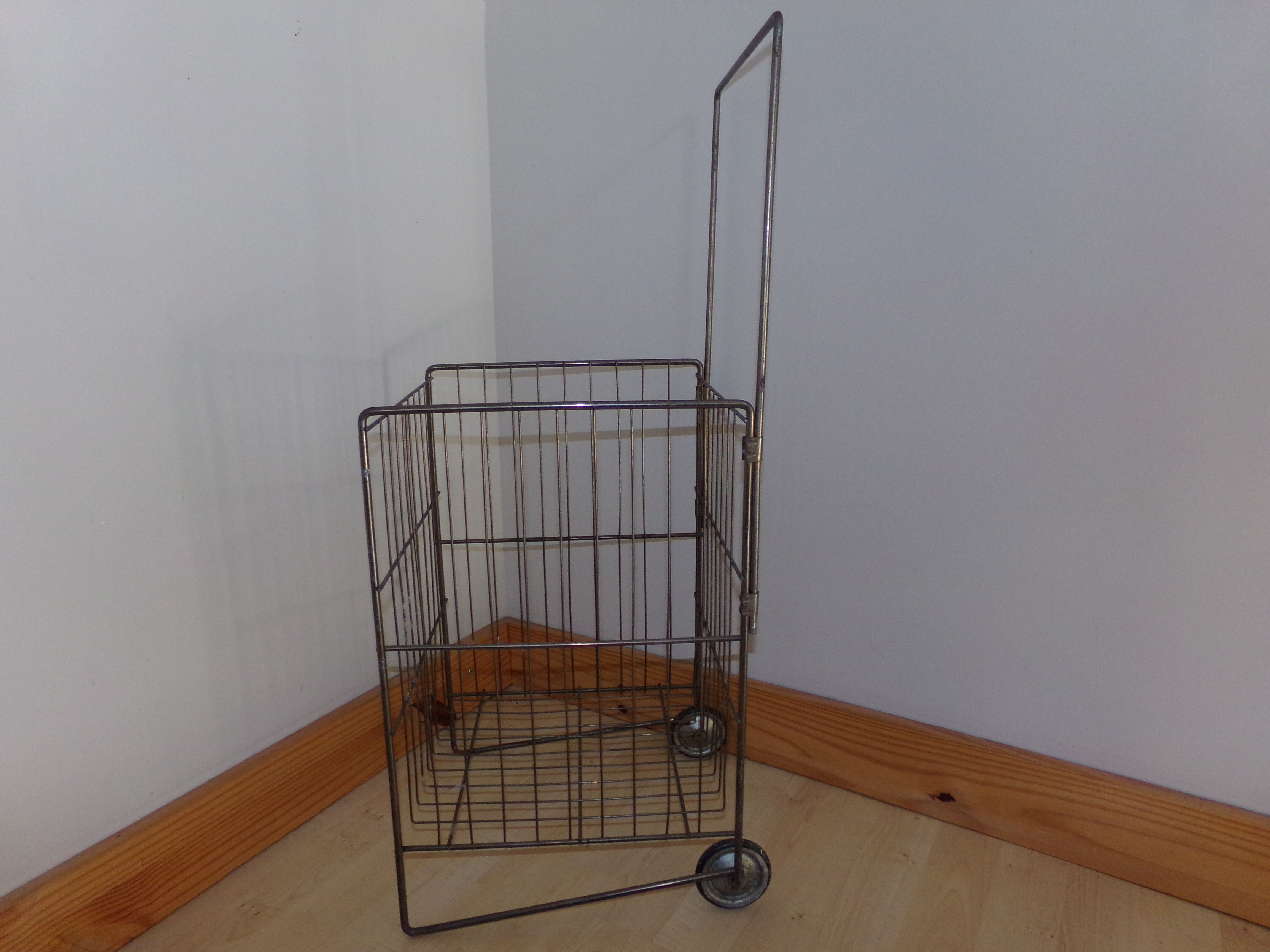 Metal cart on vintage wheels