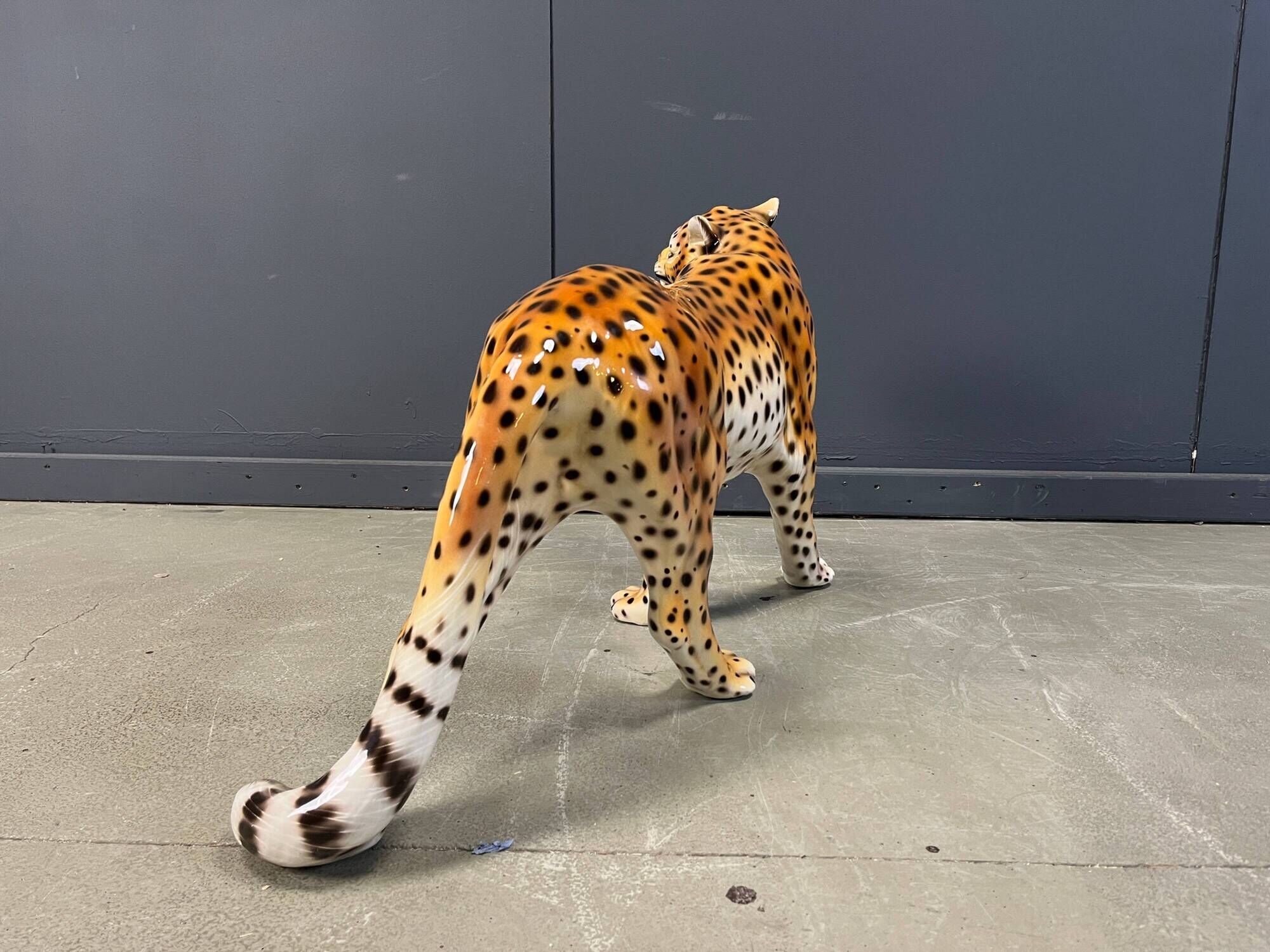 Large Italian ceramic leopard statue, 1960s
