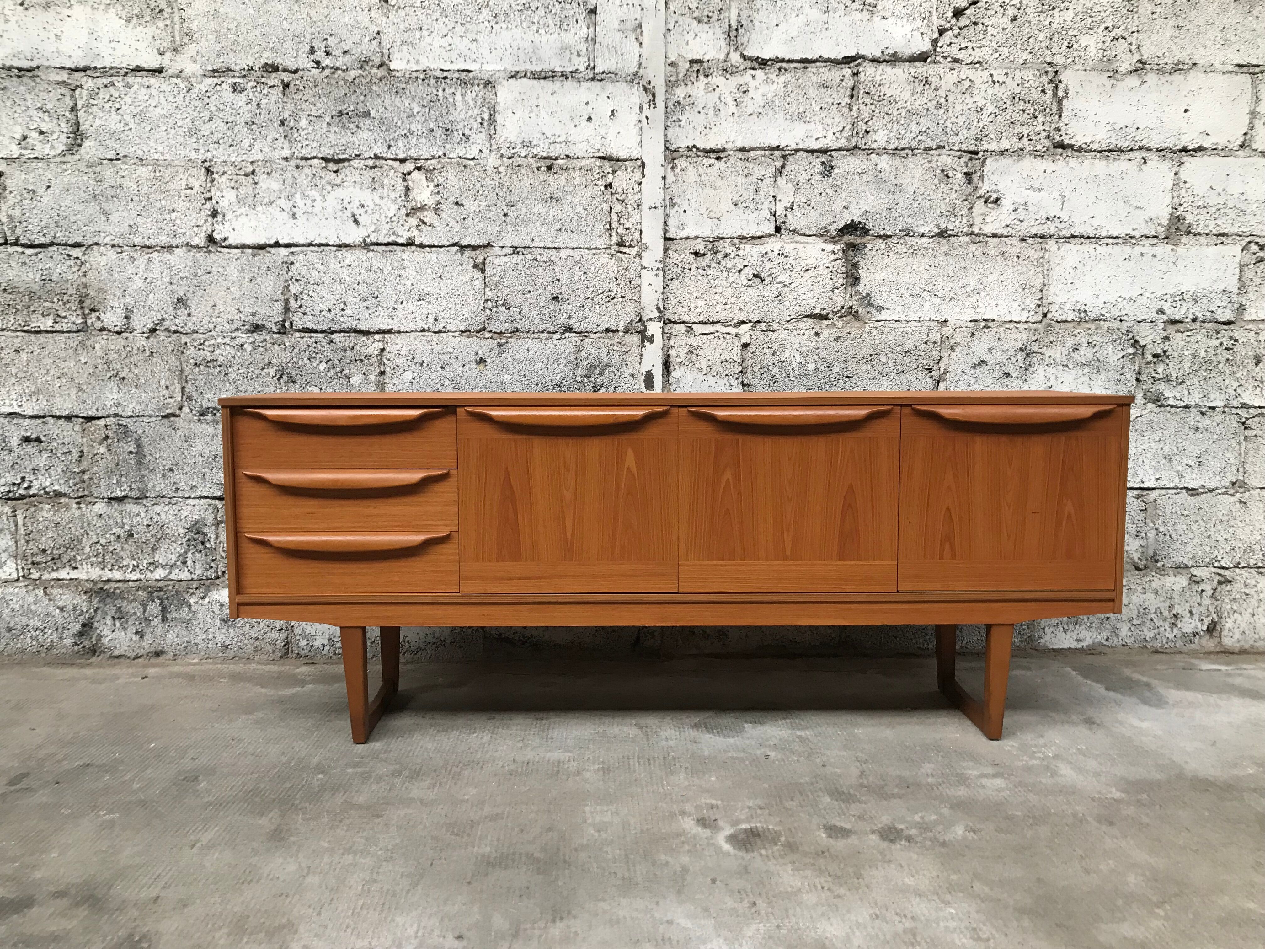 Small Scandinavian sideboard 1950-60 vintage design teak