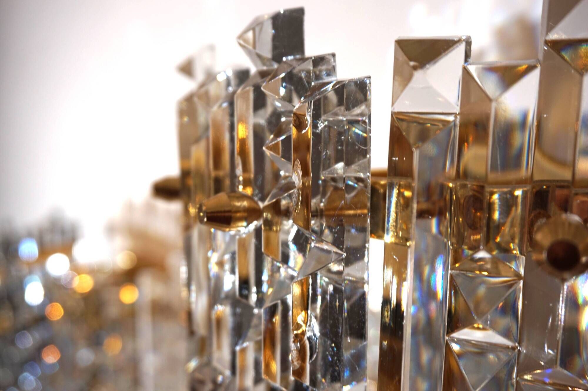 Set of 2 Kinkeldey Hollywood Regency waterfall crystal glass wall lights, 1970