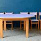 Vintage 1970s octagonal children's table in beech and lilac formica, with 5 chairs.