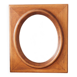 Oval mirror with rectangular oak frame