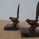 Art Deco bookends signed Jamar – birds in spelter on marble