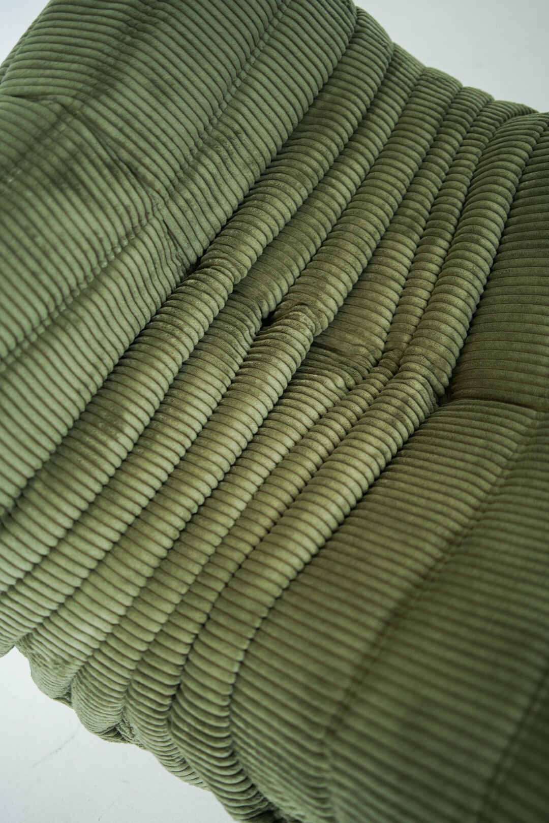 Togo Armchair and Pouf in Khaki wide Corduroy