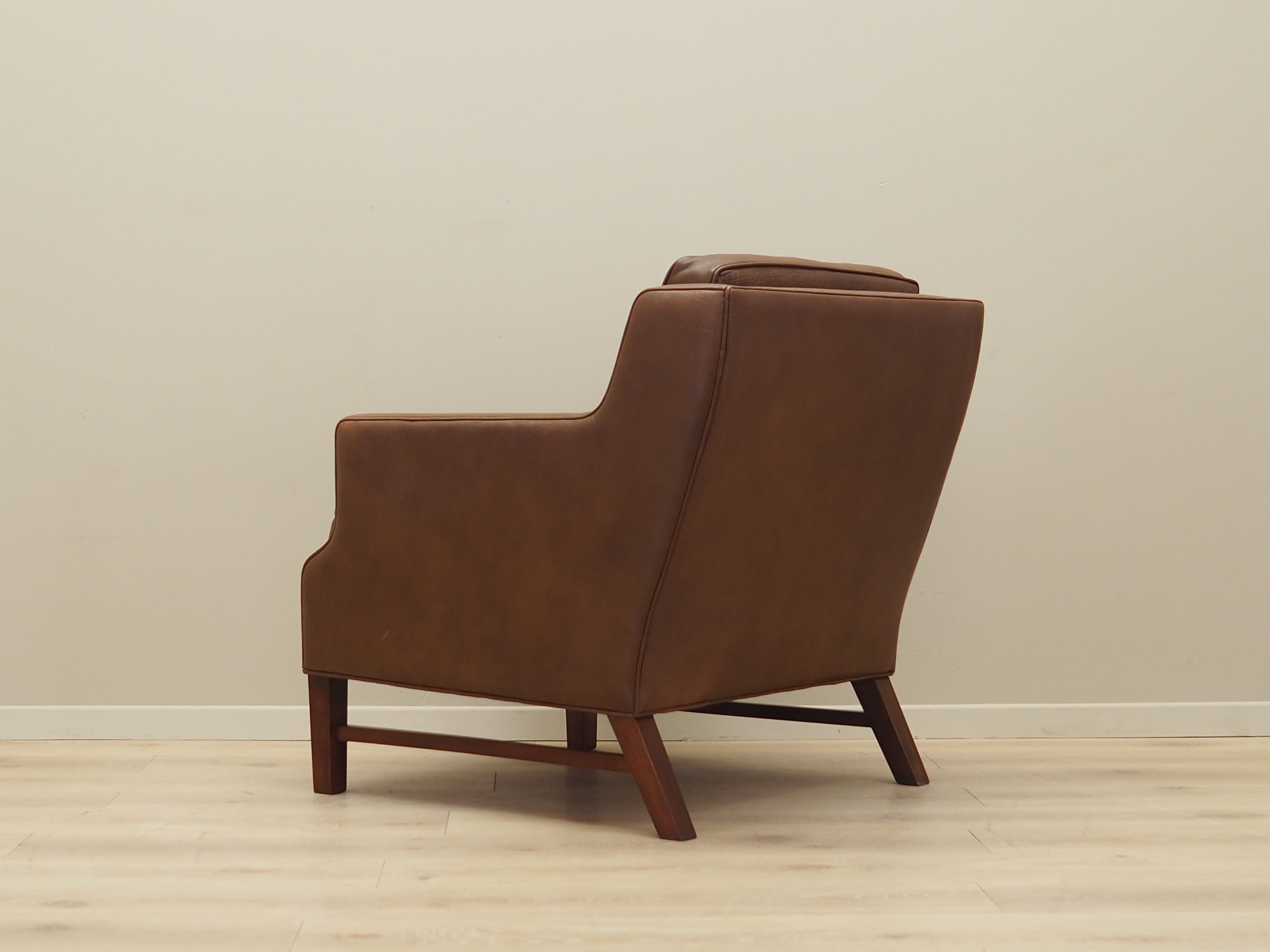 Brown leather armchair, Danish design, 1960s, production: Denmark