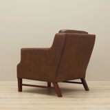 Brown leather armchair, Danish design, 1960s, production: Denmark