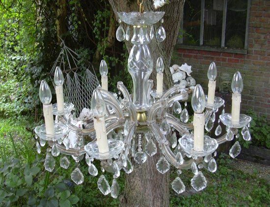 Old crystal chandelier, crystal chandelier