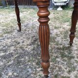 Louis Philippe oval shuttered table in solid cherry wood with 2 drawers.