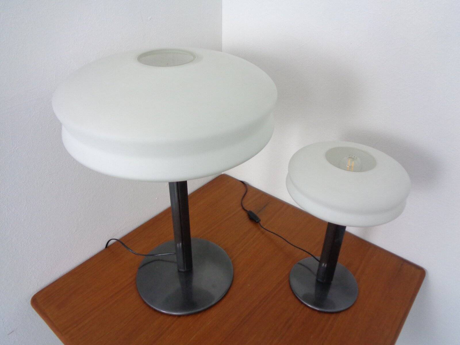 Italian Opal Glass Lamps by Stefano Marcato, Set of 2