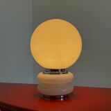 White glass Space Age table lamp in globe shape