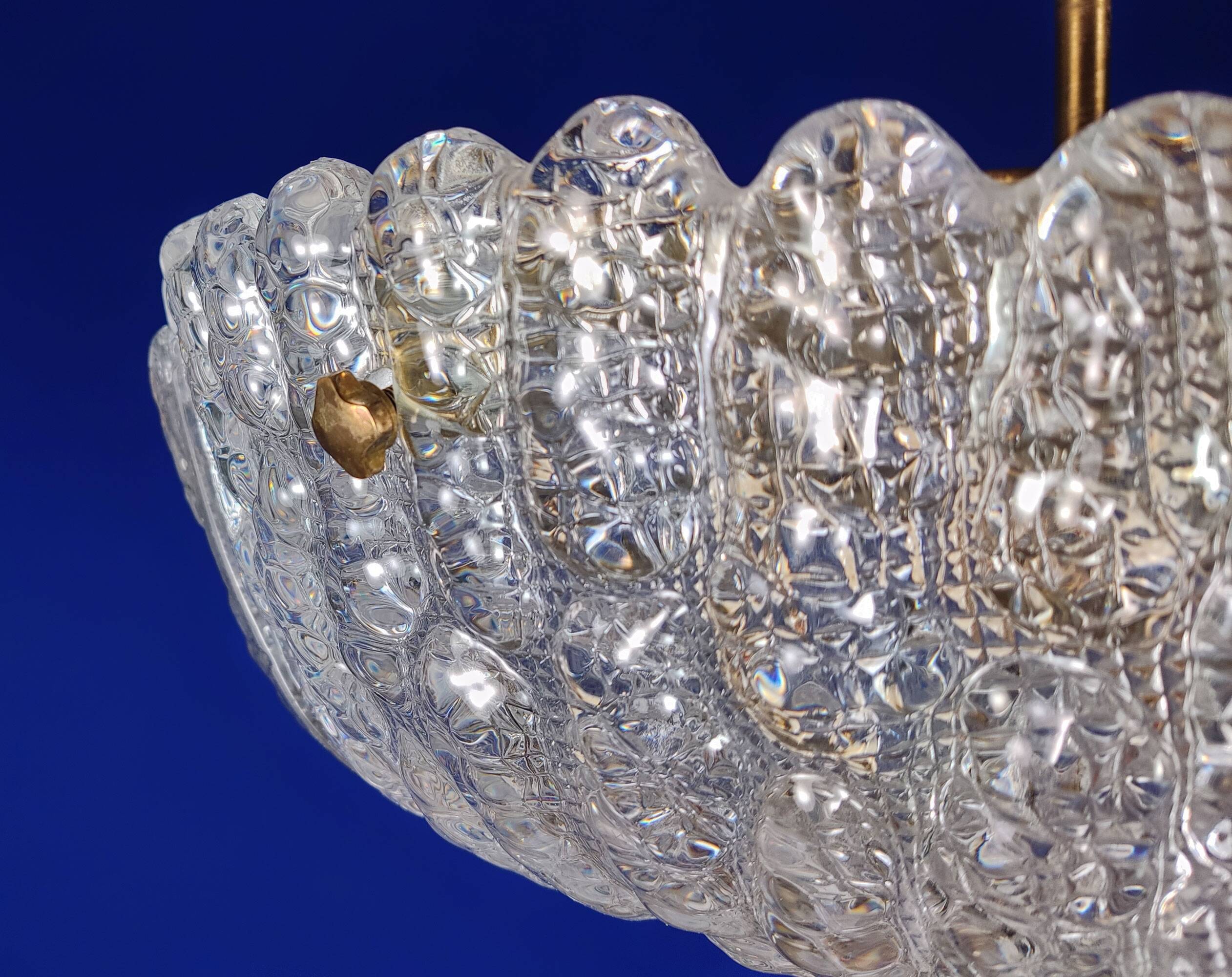 1960s Orrefors Carl Fagerlund Brass & Crystal ‘Embassy’ Pendant Lamp