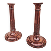 Pair of copper candlesticks