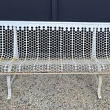 Garden bench in iron and perforated sheet metal