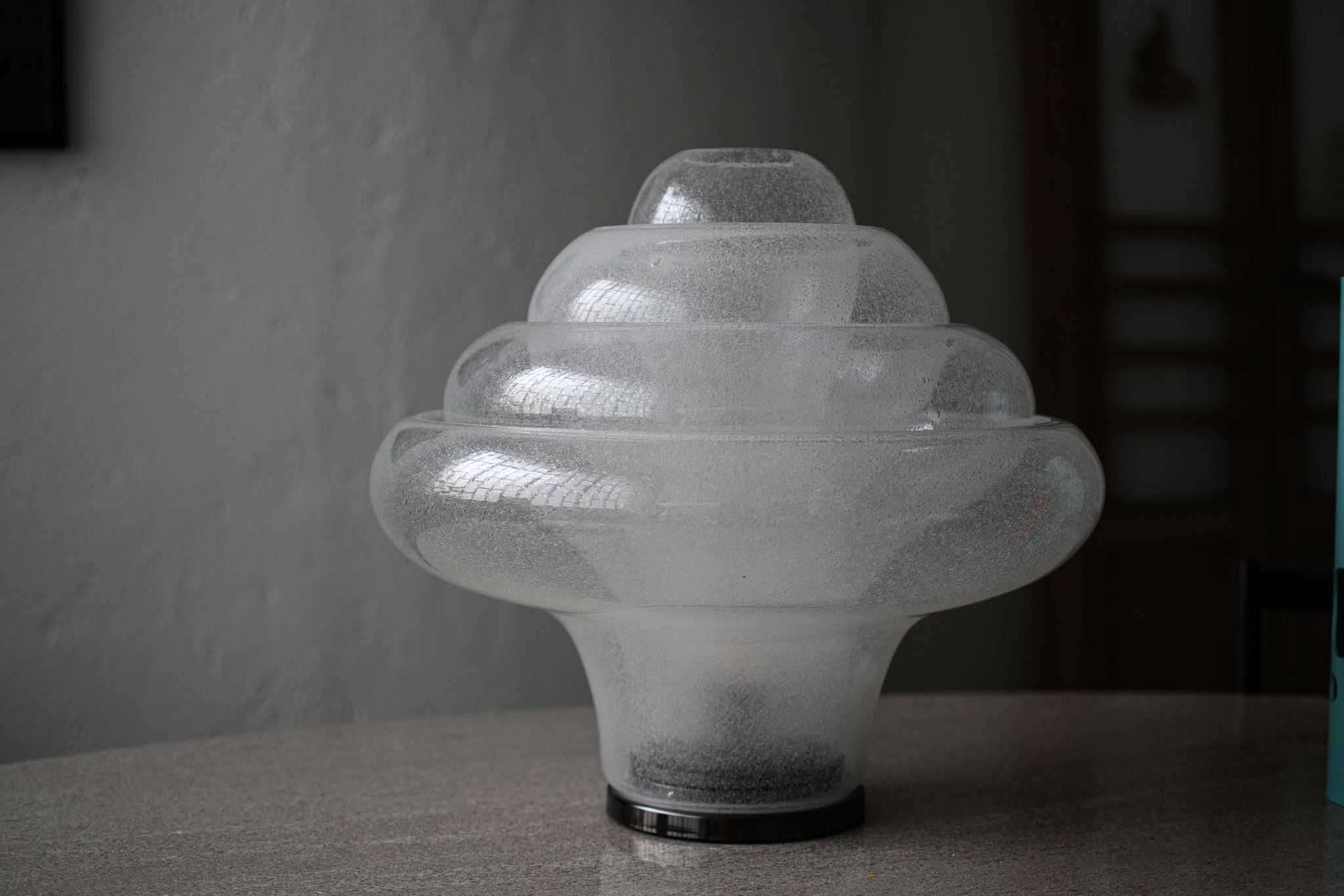 Vintage Lotus Table Lamp by Carlo Nason for Mazzega, Blown Murano Glass, Rare