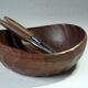 Handmade teak serving bowl with a nutcracker as a set, vintage from the 1960s