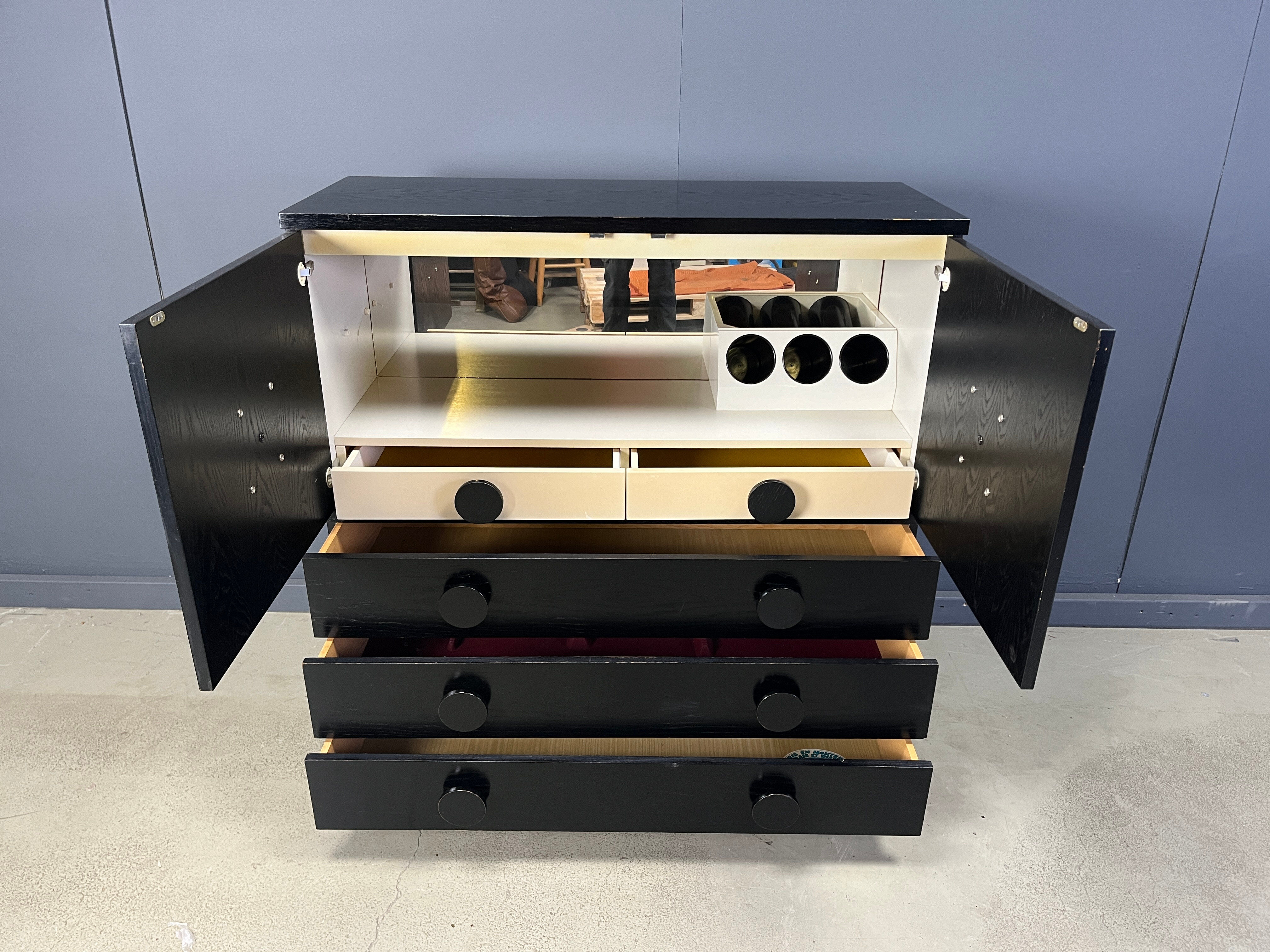 Black brutalist bar cabinet, 1970s