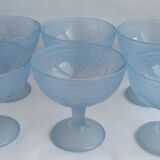 6 Blue opaline cups 1980