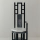 Postmodern Throne Chair in Black Lacquered Wood, Iron Sh