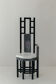 Postmodern Throne Chair in Black Lacquered Wood, Iron Sh