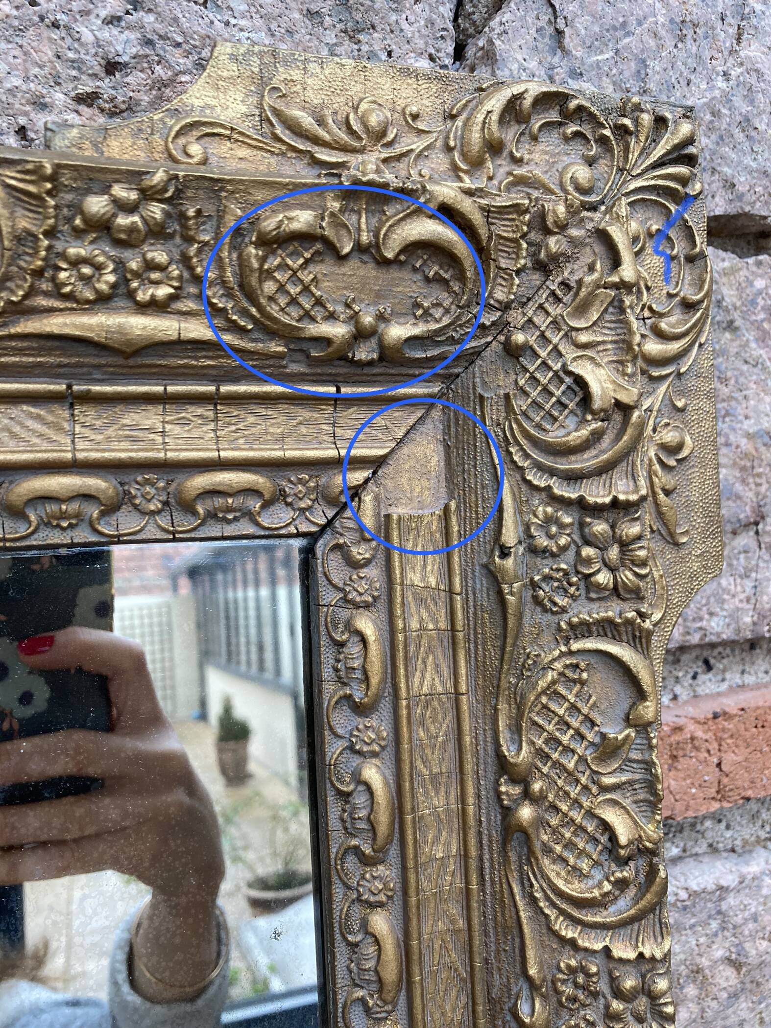 Gilded mirror in wood and stucco, 19th century, 60x88cm