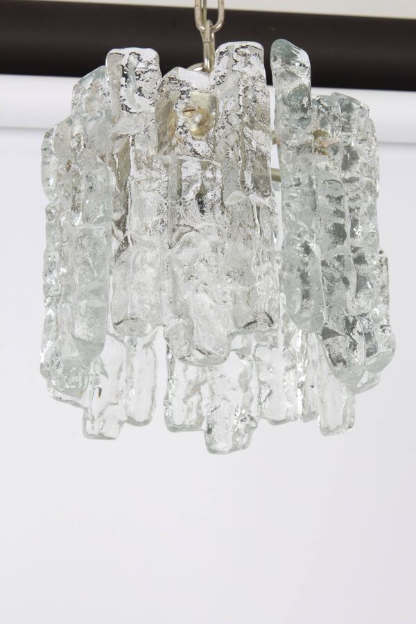 Suspension en verre glace Murano par Kalmar, Autriche, années 1960