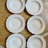 Set of 6 blue polka dot soup plates Boch Frères