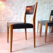 6 chaises scandinave teck et skaï vintage 1960