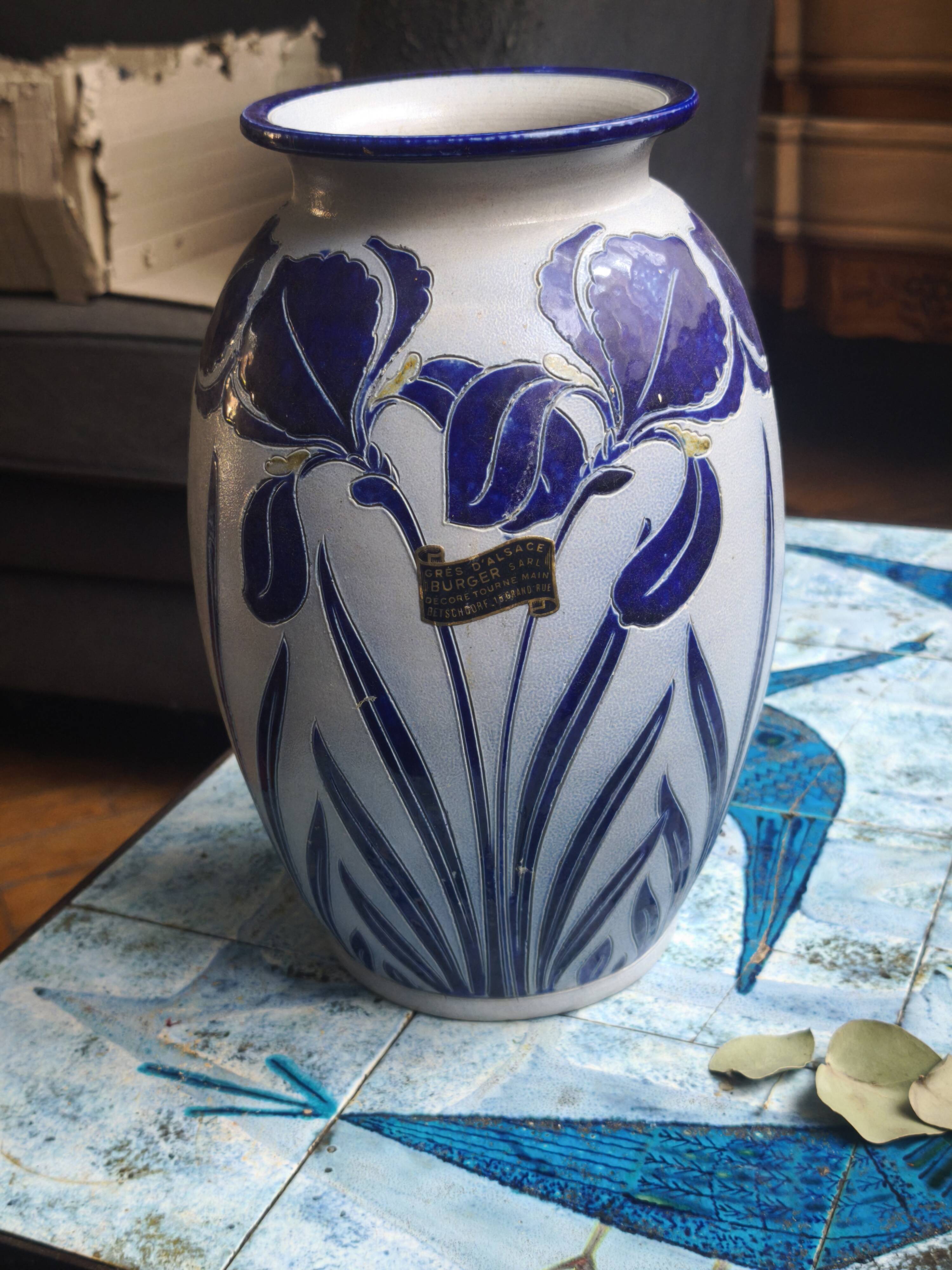 Iris vase, glazed stoneware